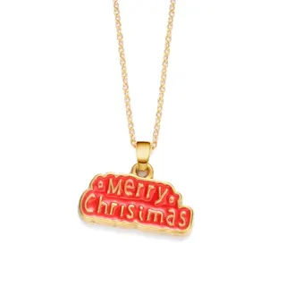Merry Christmas Enamel Pendant Necklace, 18K Gold Plated Stainless Steel, Red Holiday Cloud Charm, Adjustable 45+5cm, Christmas Gift for Women
