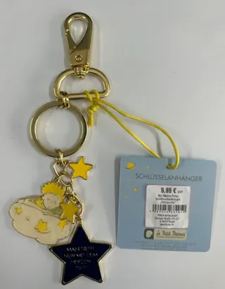 Little Prince Style Star Keychain, Alloy & Acrylic Moon Character Charm, Vintage Healing Bag Pendant, Official Licensed Gift Keyring