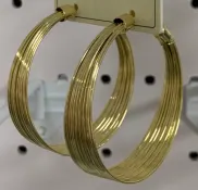 Gold Hoop Earrings for Women - 18K Gold Plated Alloy Large Circle Hoops, Face-Slimming Vintage Statement Earrings, Hypoallergenic Daily Jewelry