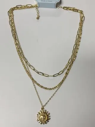 Vintage Bohemian Gold Layered Necklace, 18K Gold Plated Alloy Sun Flower Pendant Chain, Multi-Strand Statement Necklace for Women