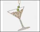 Christmas Martini Glass Charm Ornament - Rhinestone Alloy Pendant, Sparkling Cocktail Cup Tree Hanger, Festive Party Gift Decoration