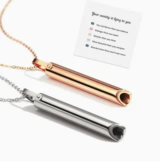 Stainless Steel Meditation Whistle Necklace - Minimalist Anxiety Relief Pendant, Mirror Polished Hypoallergenic, Rose Gold/Silver, Mindfulness Gift for Women