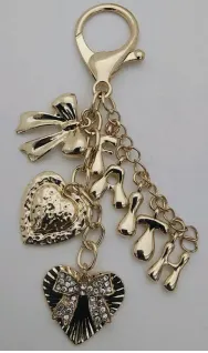 Luxury Alloy Keychain with Bow & Rhinestone Heart and Letter Y M Charms, Cute Bag Charm Pendant for Women, Personalized Couple Gift
