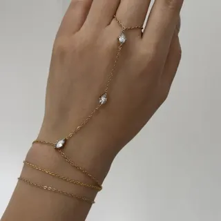 Elegant Y-Shape Lariat Necklace, 18K Gold Plated Stainless Steel with Princess-Cut Zirconia Drop Pendant, 40+5cm Adjustable, Minimalist Luxury Clavicle Chain for Women