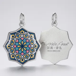 Custom Logo Enamel Pendant, Alloy Octagram Star Charm with Colorful Cloisonne Pattern, 2cm Branding Gift for Restaurant & Business, Personalized Metal Tag