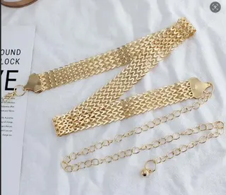 Gold Hollow Corn Chain Waist Belt Body Chain, Adjustable 60+55cm, 18K Gold Plated Alloy, Luxury Retro Women's Accessory