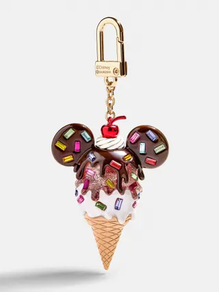 Mickey Mouse Ice Cream Cone Charm Keychain, Resin & Alloy with Enamel & Rhinestones, Cute Bag Pendant, 1pc