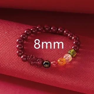 8mm Cinnabar Five Wealth Gods Bracelet - New Chinese Style Lucky Red Bead Handmade Bracelet for Men & Women, 18cm