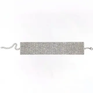 Silver Rhinestone Ankle Bracelet, Wide Paved Crystal Foot Jewelry with Adjustable Extension Chain, Bridal Party Foot Accessory