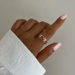 Vintage Floral Enamel Bracelet, 18K Gold Plated Copper with Rhinestone & Pink Enamel, French Chic Wide Cuff Bangle for Women