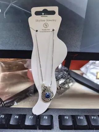 Bohemian Evil Eye Anklet, Alloy Silver Plated, Blue Gemstone & Pearl Pendant, ~21cm, Nickel Free, Lucky Charm Foot Chain