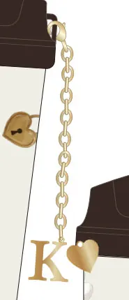 Letter K Chain Charm with Heart Pendant, 18K Gold Plated Alloy, Luxury Bag Keychain & Gift, 26 Alphabet Series, ~7cm