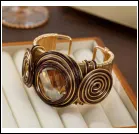 European Style Women's Cuff Bracelet, Spiral Threaded Open Bangle, Gold Plated Alloy, Vintage Statement Jewelry, 6cm