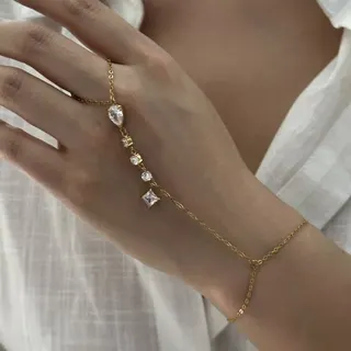 Minimalist Y-Shape Lariat Necklace for Women, Stainless Steel with Cubic Zirconia Drop Pendant, 18K Gold Plated Adjustable 40+5cm Clavicle Chain, Hypoallergenic Dainty Long Necklace
