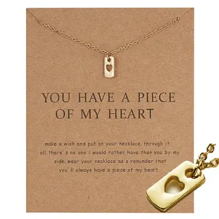 You Have A Piece Of My Heart Necklace, 18K Gold Plated Hollow Heart Pendant Chain, Adjustable 46+8cm, Gift Card Included, Valentine's Birthday Jewelry for Her