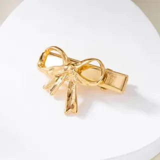 Gold Bow Hair Clip - 18K Gold Plated Alloy Butterfly Hair Clip, French Vintage Side Clip for Bangs & Ponytail, Elegant Lightweight Hair Accessory