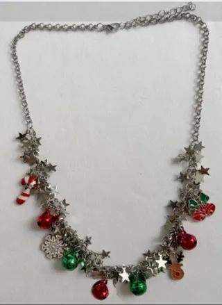 Christmas Bell Necklace for Women, White Gold Alloy Star & Snowflake Charm Dangle Necklace, Adjustable 45+5cm Holiday Party & Tree Decor Gift Jewelry