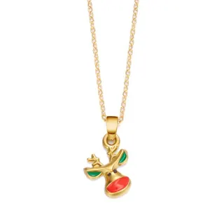 Christmas Reindeer Enamel Pendant Necklace for Women, 18K Gold Plated Stainless Steel, Red Green Drip Glaze, Holiday Gift Choker Chain 45+5cm