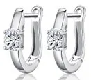 18K White Gold Plated Alloy Huggie Hoop Earrings with Square Zirconia, Minimalist Sparkly Daily Jewelry for Women