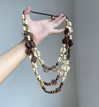 Boho Coconut Shell Layered Necklace for Women, Vintage Multi-Strand Beaded Long Pendant, 45cm Ethnic Forest Style Jewelry