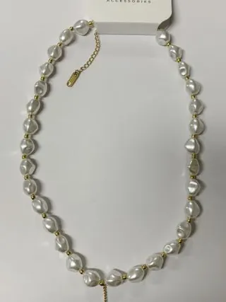 Baroque Pearl Necklace Women, French Vintage Irregular Pearl Strand with 18K Gold-Plated Beads, Adjustable Extender Chain, Elegant Luxury Pendant Necklace for Daily & Bridal