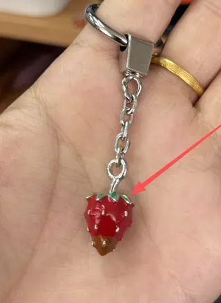 Strawberry Keychain Charm, Enamel Drip Fruit Pendant with Silver Plated Alloy Chain, Cute Bag Accessory & Key Holder for Women Girls