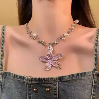Vintage Floral Pendant Necklace, Imitation Pearl Beaded Choker Chain, Alloy Sweet Delicate Adjustable Collarbone Necklace for Women