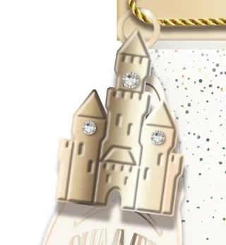 Castle House Rhinestone Pendant Charm, 18K Gold Plated Alloy with Hand-Set Cubic Zirconia, Princess Style DIY Necklace Accessory, 1pc