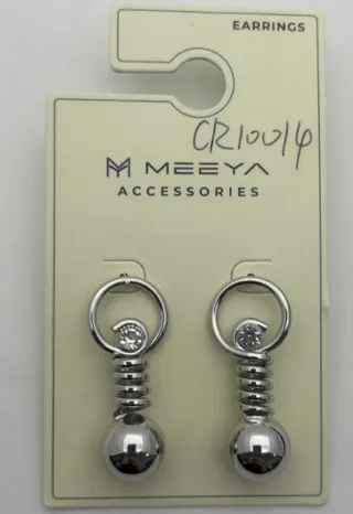 MEEYA White Gold Alloy Earrings Geometric Spring Coil Mirror Ball Drop Hoop Earrings with Zircon Accent Minimalist Fashion Jewelry
