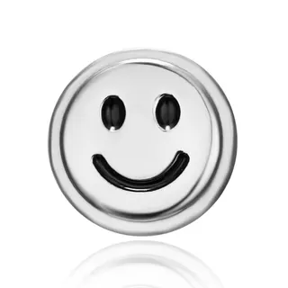 Smiley Face Pin Badge, 1.7cm Alloy Lapel Pin with White Gold Plating & Mirror Polish, Cute Emoji Brooch for Bags & Clothes, 1PC