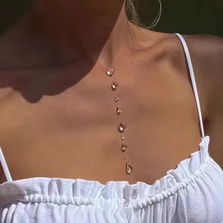 Clear Resin Water Drop Dew Necklace - Minimalist Draped Pendant Choker Chain, 32+5cm Adjustable, Summer Beach Vacation Jewelry for Women
