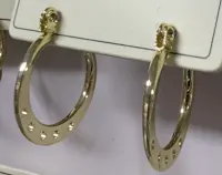 Gold Hoop Earrings for Women - 18K Gold Plated Alloy, Polished Mirror Finish with Dot Detail, French Vintage Minimalist Circle Earrings for Daily & Office Wear