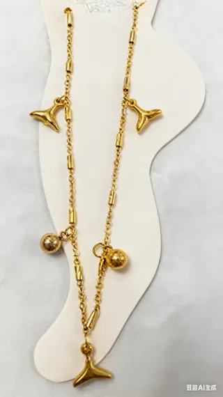 Stainless Steel Anklet for Women, Gold Dolphin Tail Charm Beach Anklet, Hypoallergenic 18K Gold Plated, Vacation Summer Jewelry