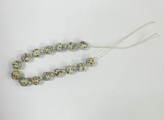 Natural Spotted Stone Bead Chain - Round Bead Bracelet with Elastic Cord, Boho Earthy Tone, 1 Piece