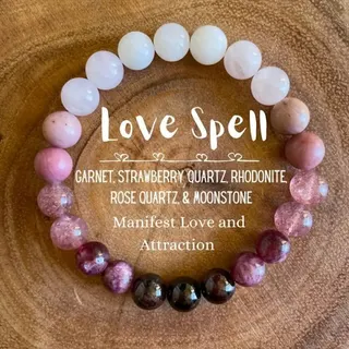 8mm Natural Stone Elastic Bead Bracelet for Women - Pink White Purple Gradient Crystal Garnet Rhodonite Bead Bracelet, Stretchy Energy Stone Wristband, 6cm