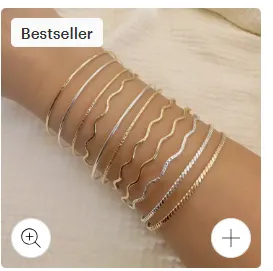 Wavy Bangle Bracelet Set 11pcs - Gold Silver Rose Gold Wave Thin Cuff Stackable Alloy Jewelry for Women