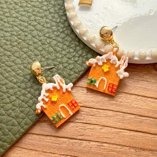 Christmas Gingerbread Man Earrings, Resin Cookie Dangle Earrings with Green Bow, Cute Holiday Gift Jewelry for Women
