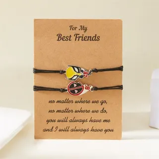 Deadpool Magnetic Beaded Bracelet - Alloy Charm + Woven Cord, Anime Street Style Couple/Best Friend Gift, Adjustable 18-28cm, Yellow-Black & Red-Black