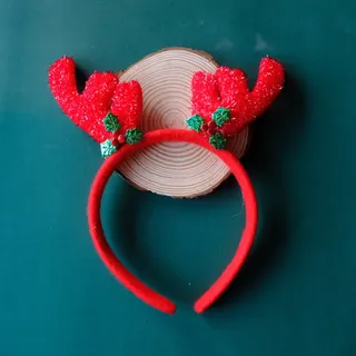 Christmas Hat Headband, Red Felt Santa Hat Hair Band with Pom Pom & Holly Berry, Holiday Party Photo Prop Headband for Kids Adults