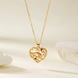 Mother's Day Heart Necklace, Big Hand Holding Small Hand Pendant, White Gold & 18K Gold Plated Alloy Choker with Zircon, Adjustable 40+5cm Clavicle Chain for Mom